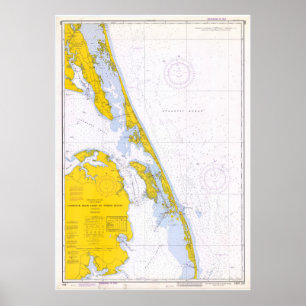 Póster Mapa del vintage de Outer Banks NC (1972)