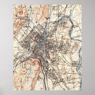 Póster Mapa del vintage de Paterson NJ (1897)