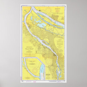 Póster Mapa del vintage de Portland O (1974)