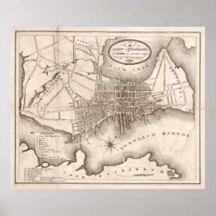 Póster Mapa del vintage de Portland YO (1846)