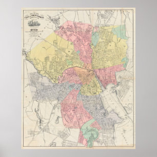 Póster Mapa del vintage de Providence Rhode Island (1899)