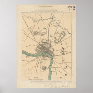 Póster Mapa del vintage de Richmond Virginia (1867)