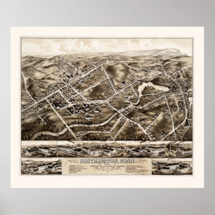 Póster Mapa del vintage de Southington, Connecticut a