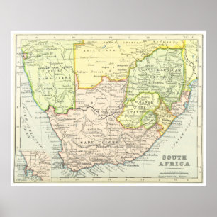 Póster Mapa del vintage de Suráfrica (1899)