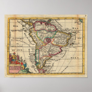 Póster Mapa del vintage de Suramérica (1747)