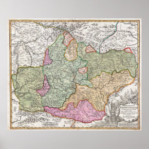 Póster Mapa del vintage de Transilvania (1720)