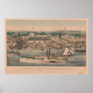 Póster Mapa del vintage del 6to Washington DC del muelle