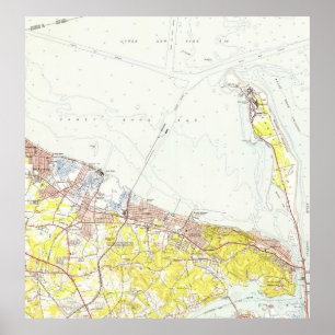 Póster Mapa del vintage del gancho NJ (1954) de Sandy
