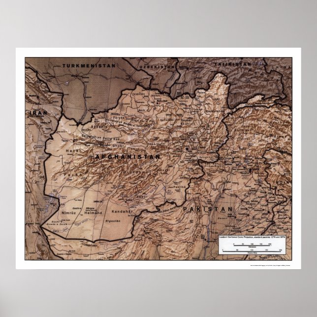 Póster Mapa detallado de Afganistán de 1999 (Frente)