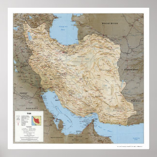 Póster Mapa detallado de Irán de 1991