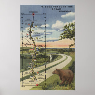 Póster Mapa detallado de la "carretera ideal "