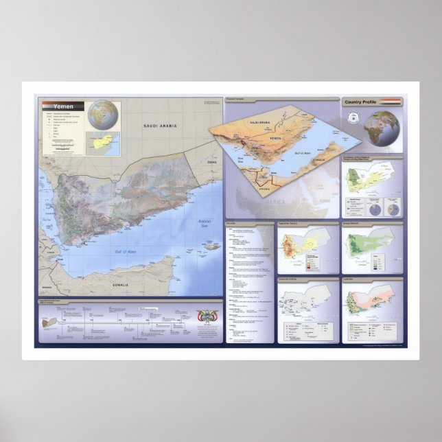 Póster Mapa detallado de Yemen - 2002 (Frente)