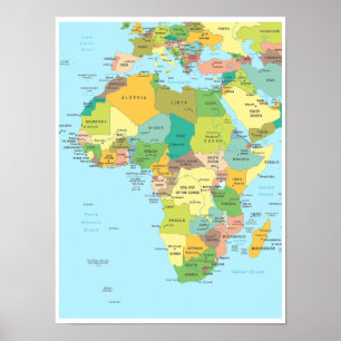 Póster Mapa detallado del continente africano