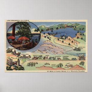 Póster Mapa detallado del LA al lago