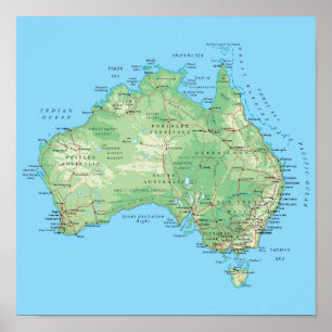 Póster Mapa detallado del Poster de Australia