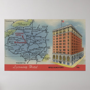 Póster Mapa detallado, hotel de Lycoming - Williamsport,