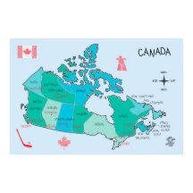 Mapa dibujado a mano de Canadá con ilustraciones