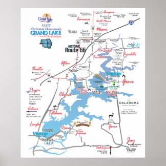 Póster Mapa dimensional 19 de Grand Lake OK