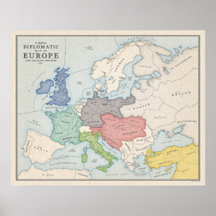 Póster Mapa diplomático de Europa