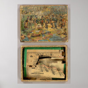 Póster Mapa diseccionado de cajas, Estados Unidos