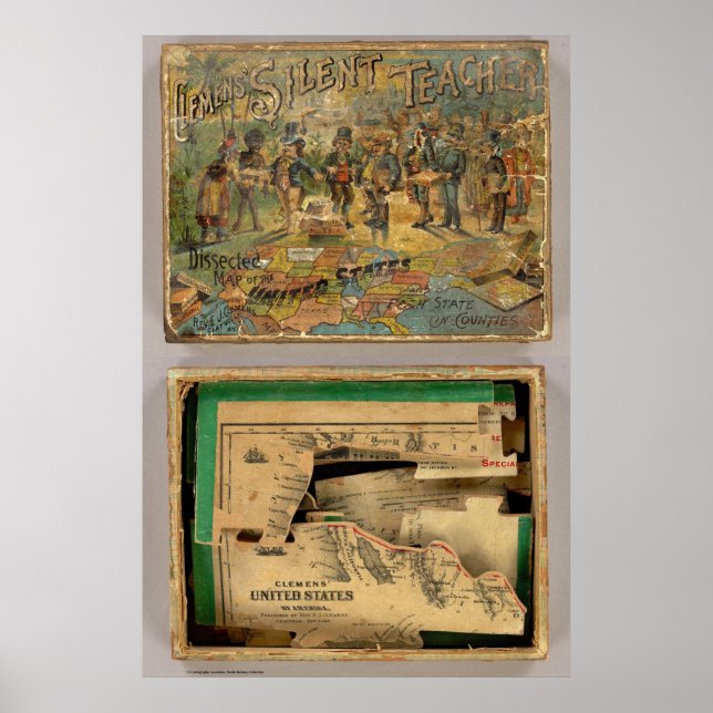 Póster Mapa diseccionado de cajas, Estados Unidos (Frente)