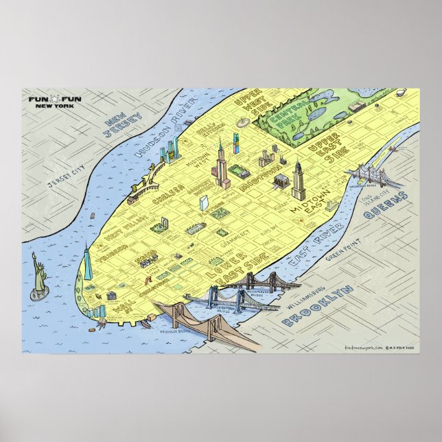 Póster Mapa divertido de la ciudad de Nueva York | Impres (Frente)
