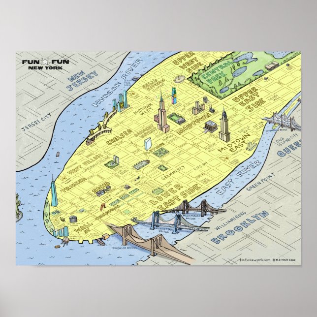 Póster Mapa divertido de la ciudad de Nueva York | POSTER (Frente)