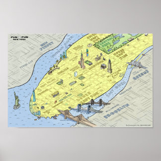 Póster Mapa divertido de la ciudad de Nueva York | POSTER