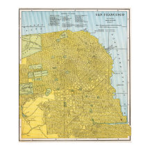 Mapa dorado detallado vintage de San Francisco 188
