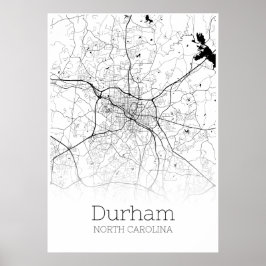 Póster Mapa Durham - Carolina del Norte - Poster de Mapa 