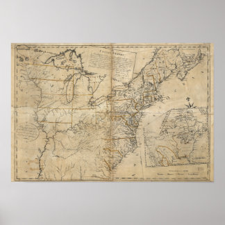 PÓSTER MAPA: EE.UU., 1783