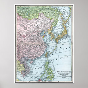 PÓSTER MAPA: EL ESTE DE ASIA, 1907