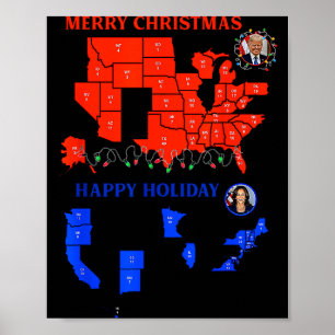 Póster Mapa electoral 2024 Feliz Navidad Derrumbe de Trum