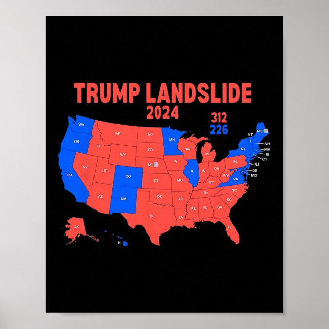 Póster Mapa electoral de 2024 deslizamiento de Trump 312 (Frente)