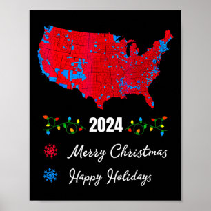 Póster Mapa electoral de 2024 Feliz Navidad Trump Nuevo P