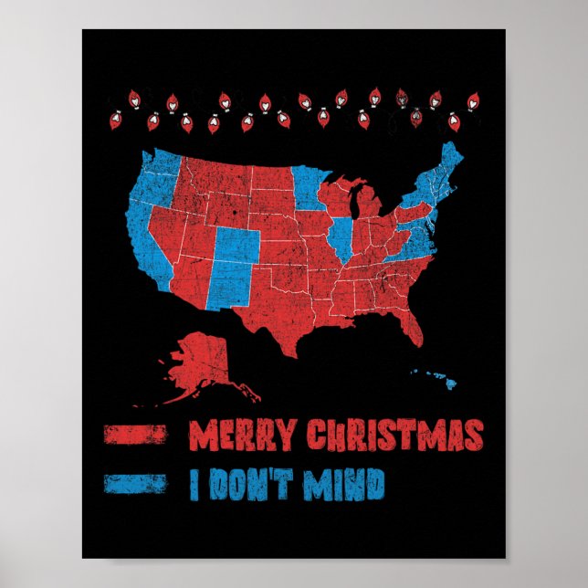 Póster Mapa electoral de 2024 Feliz Navidad Votantes rojo (Frente)