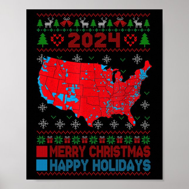 Póster Mapa electoral de 2024: Navidades feos de Trump (Frente)
