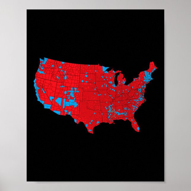 Póster Mapa electoral de 2024 Red Trump Vance Dereat Blue (Frente)