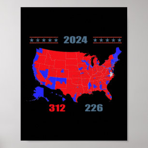 Póster Mapa electoral de 2024 Trump 312 Red 2024