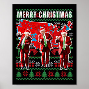 Póster Mapa electoral de Trump Feliz Navidad Santa H