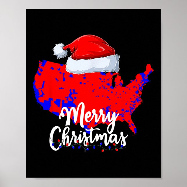 Póster Mapa electoral de Trump Feliz Navidad Santa H (Frente)