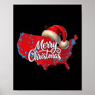 Póster Mapa electoral de Trump Feliz Navidad Santa H