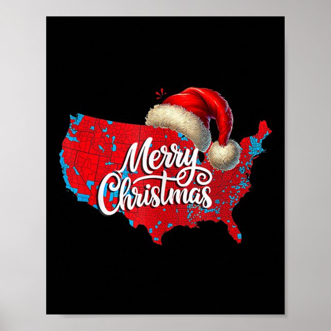 Póster Mapa electoral de Trump Feliz Navidad Santa H (Frente)