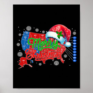 Póster Mapa electoral de Trump Feliz Navidad Santa H