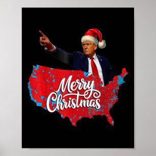 Póster Mapa electoral de Trump Feliz Navidad Santa H