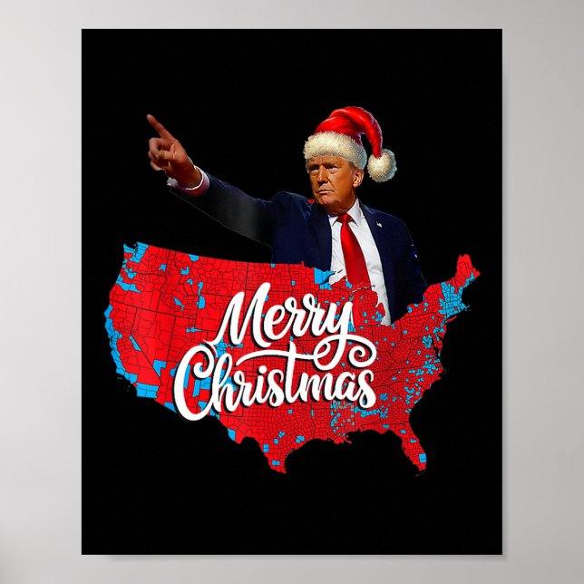 Póster Mapa electoral de Trump Feliz Navidad Santa H (Frente)