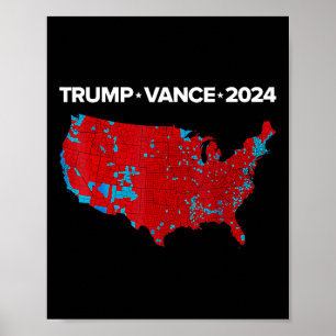 Póster Mapa electoral de Trump Vance 2024 retro vintage