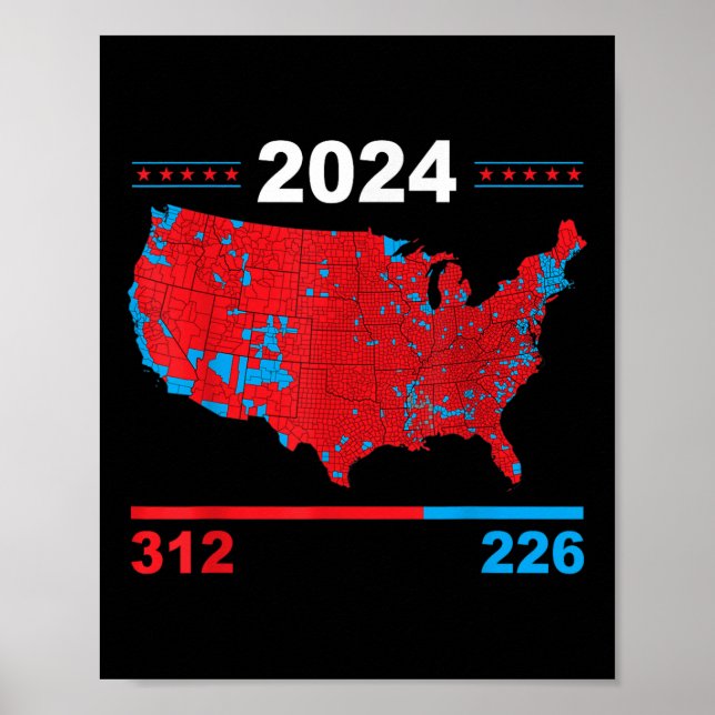 Póster Mapa electoral Resultados electorales de Trump 312 (Frente)