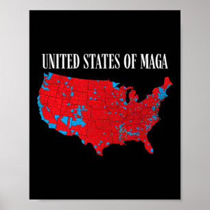 Póster Mapa Electoral Rojo 2024 Estados Unidos De Mega Tr