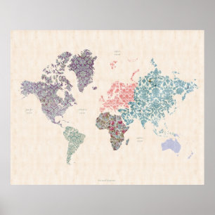 Póster Mapa elegante lamentable del World Travel